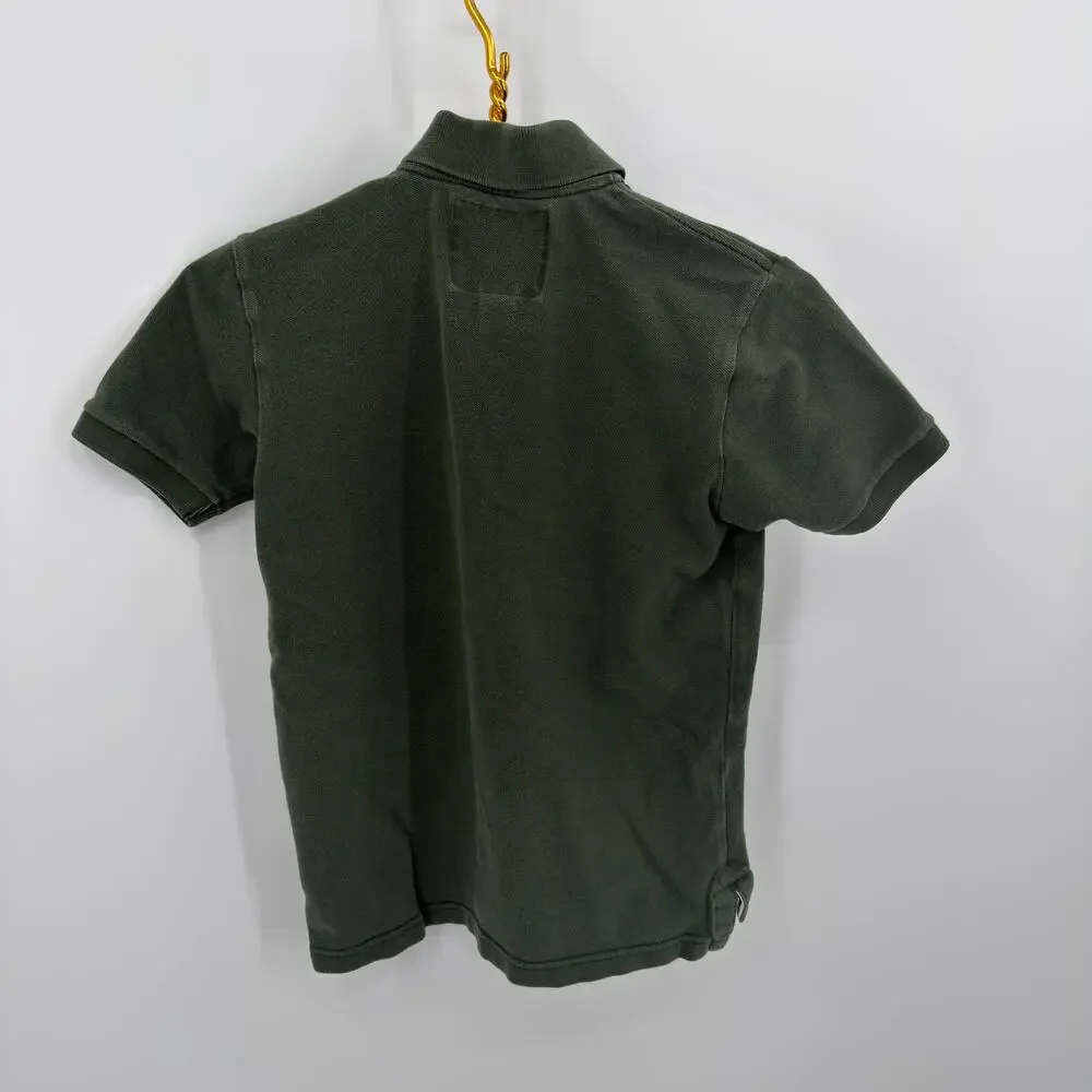 Abercrombie Polo Shirt Short Sleeve Y2K Boys Size Small Olive Green Pique Cotton